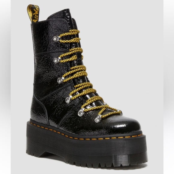 Dr Martens Ghilana Max Distressed Patent Leather Platform Boots *NEW* - Picture 3 of 12